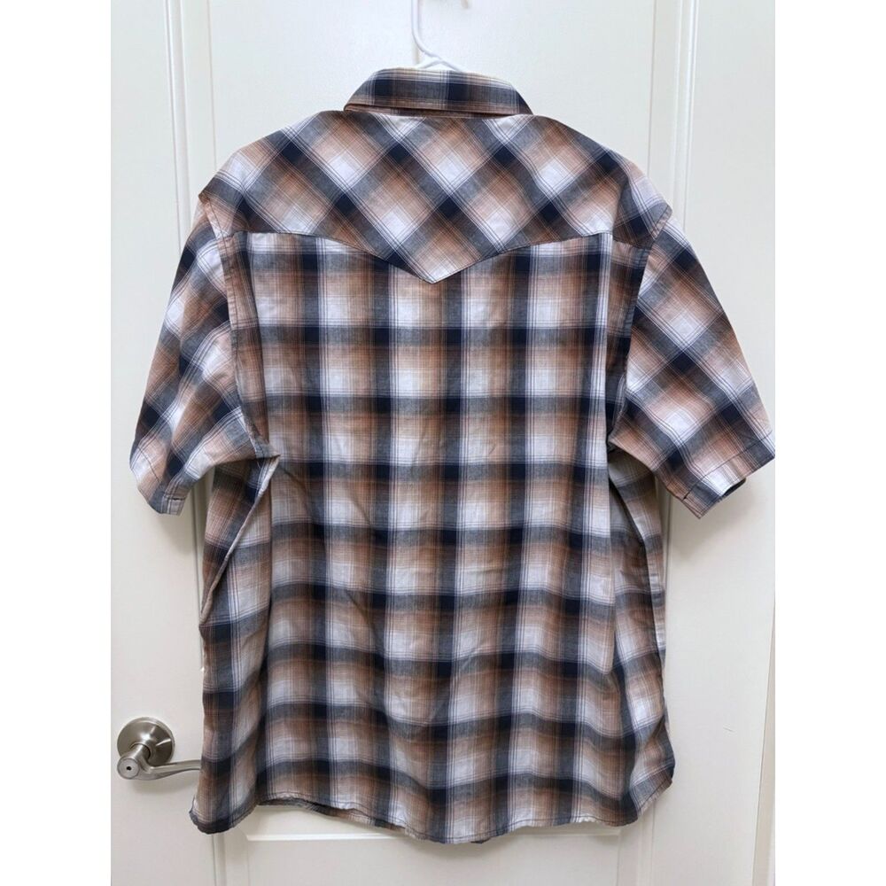 Wrangler Plaid Short Sleeve Western Pearl Snap Shirt - Picture 4 of 5